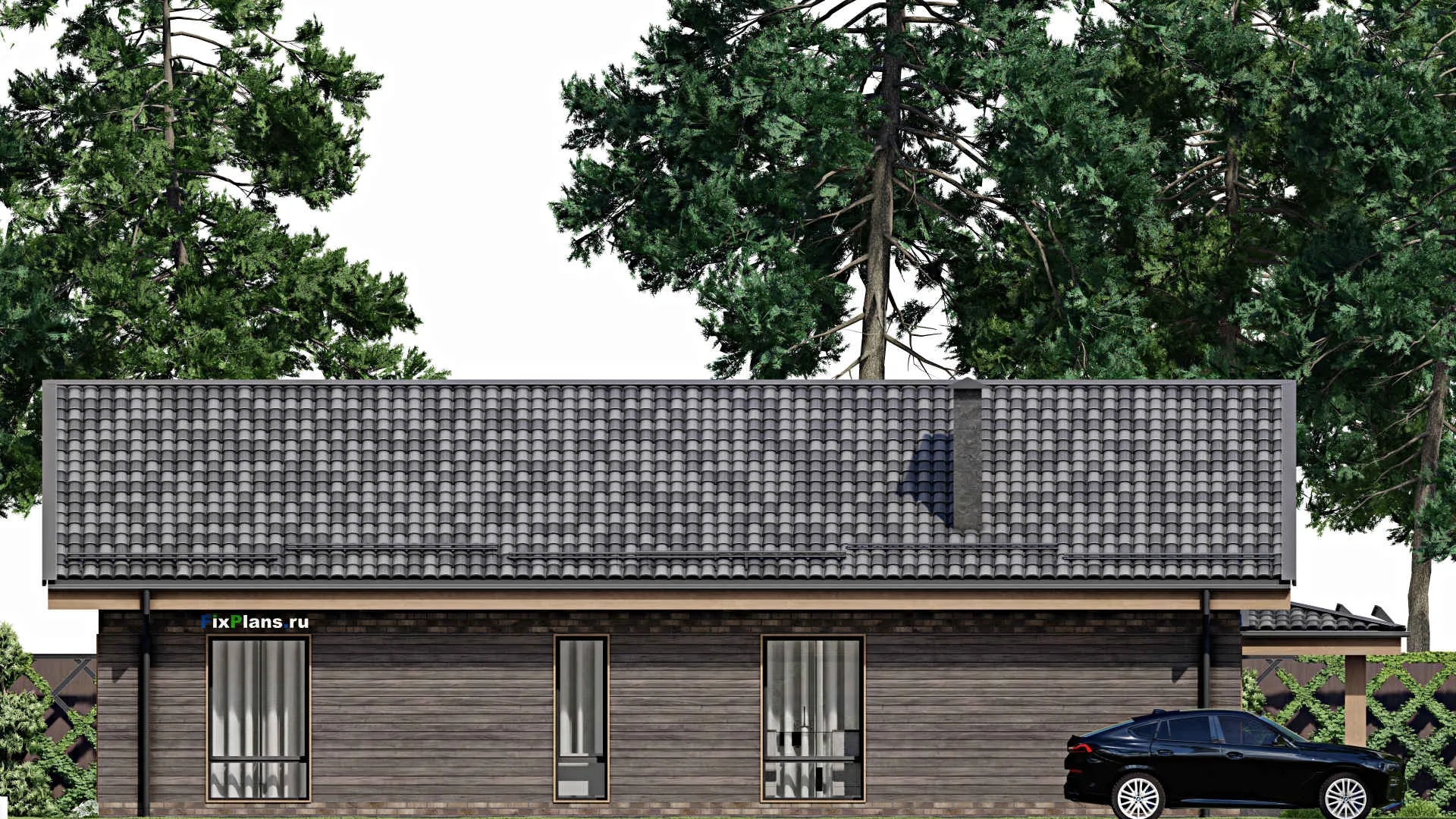 F-5102 - Проект одноэтажного дома 11 на 17, площадью 180 м² с террасой и 3 спальнями