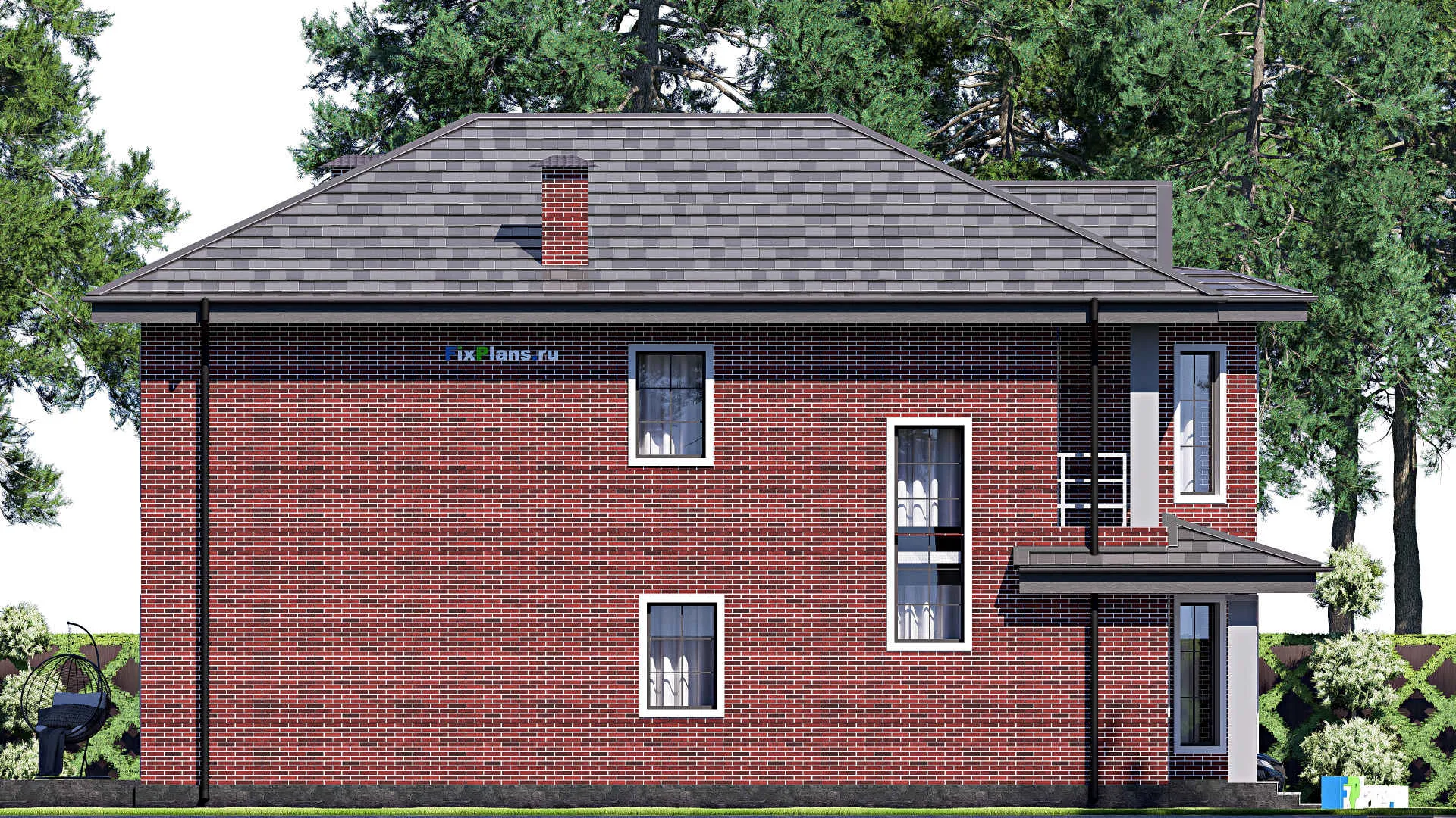 F-17990 - Планы двухэтажного дома 9 на 18, площадью 220 м² с террасой, балконом и 4 спальнями