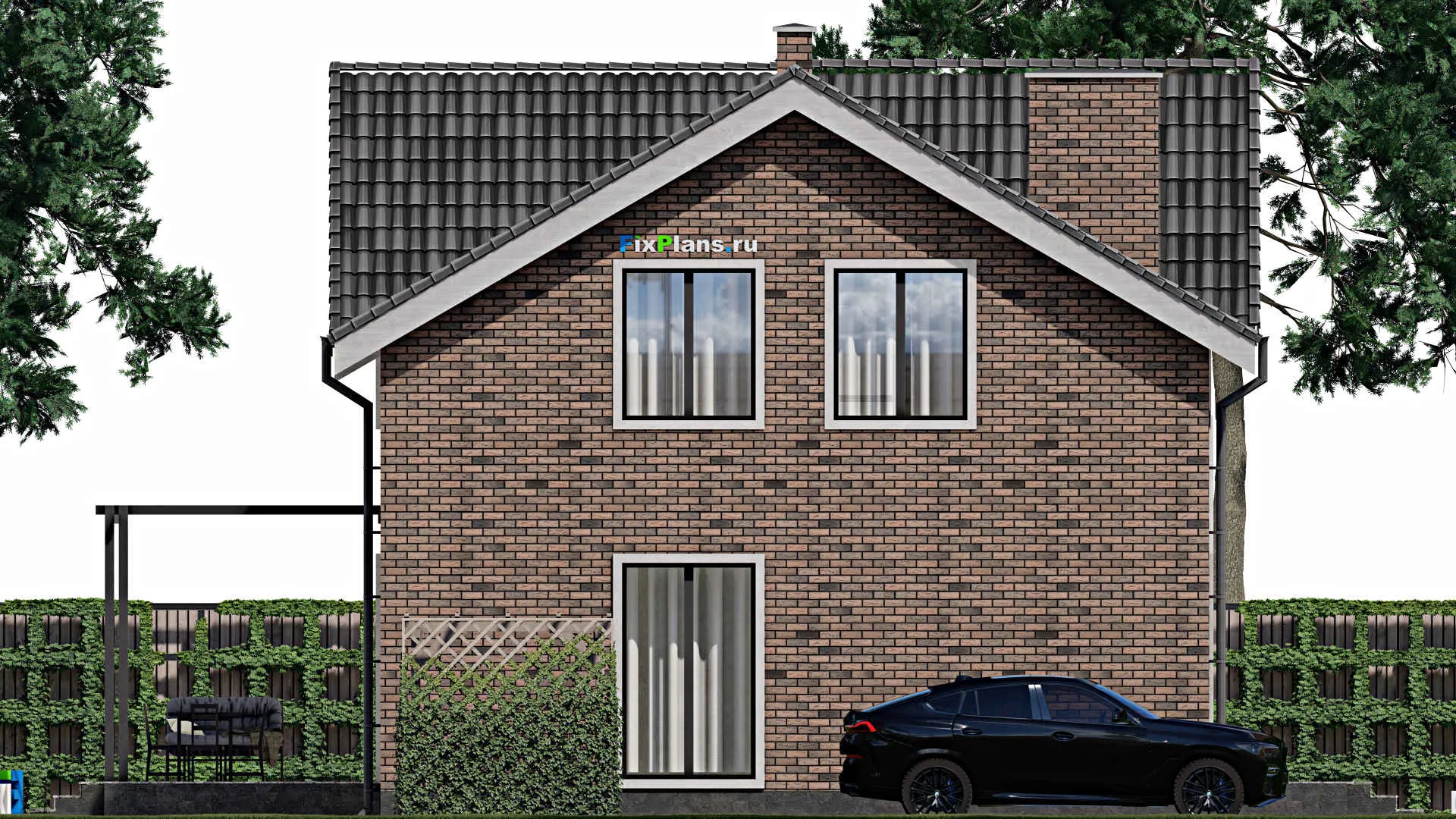 F-1241 - Проект дома с мансардой 9 на 16, площадью 220 м² с террасой, балконом и 4 спальнями