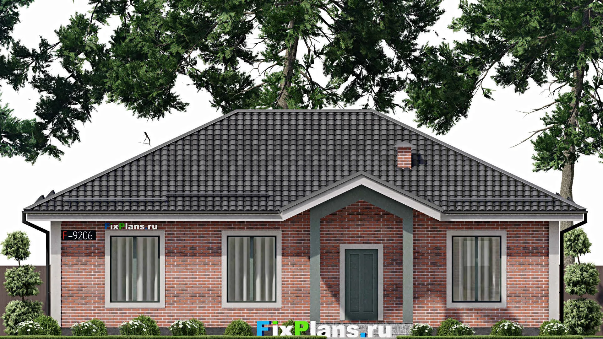 F-9206 - Проект одноэтажного дома 13 на 15, площадью 140 м² с 3 спальнями