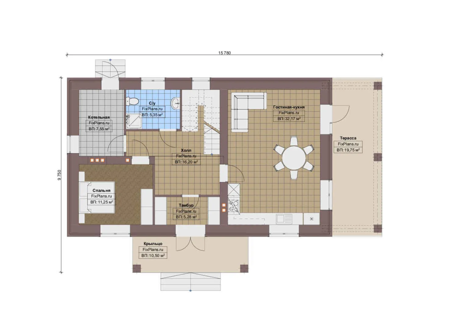 F-13238 - Планы двухэтажного дома 10 на 16, площадью 200 м² с террасой, балконом и 4 спальнями