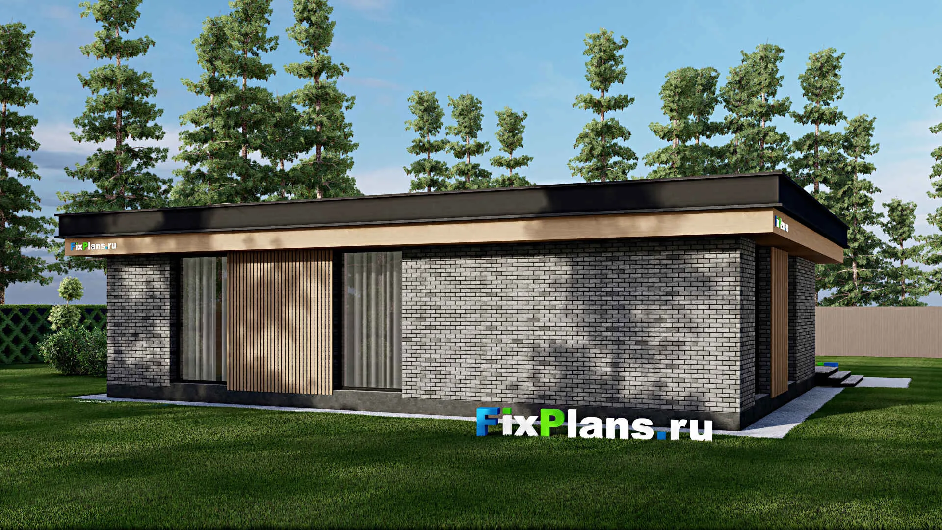 F-2195 - Проект одноэтажного дома 15 на 16, площадью 200 м² с 3 спальнями