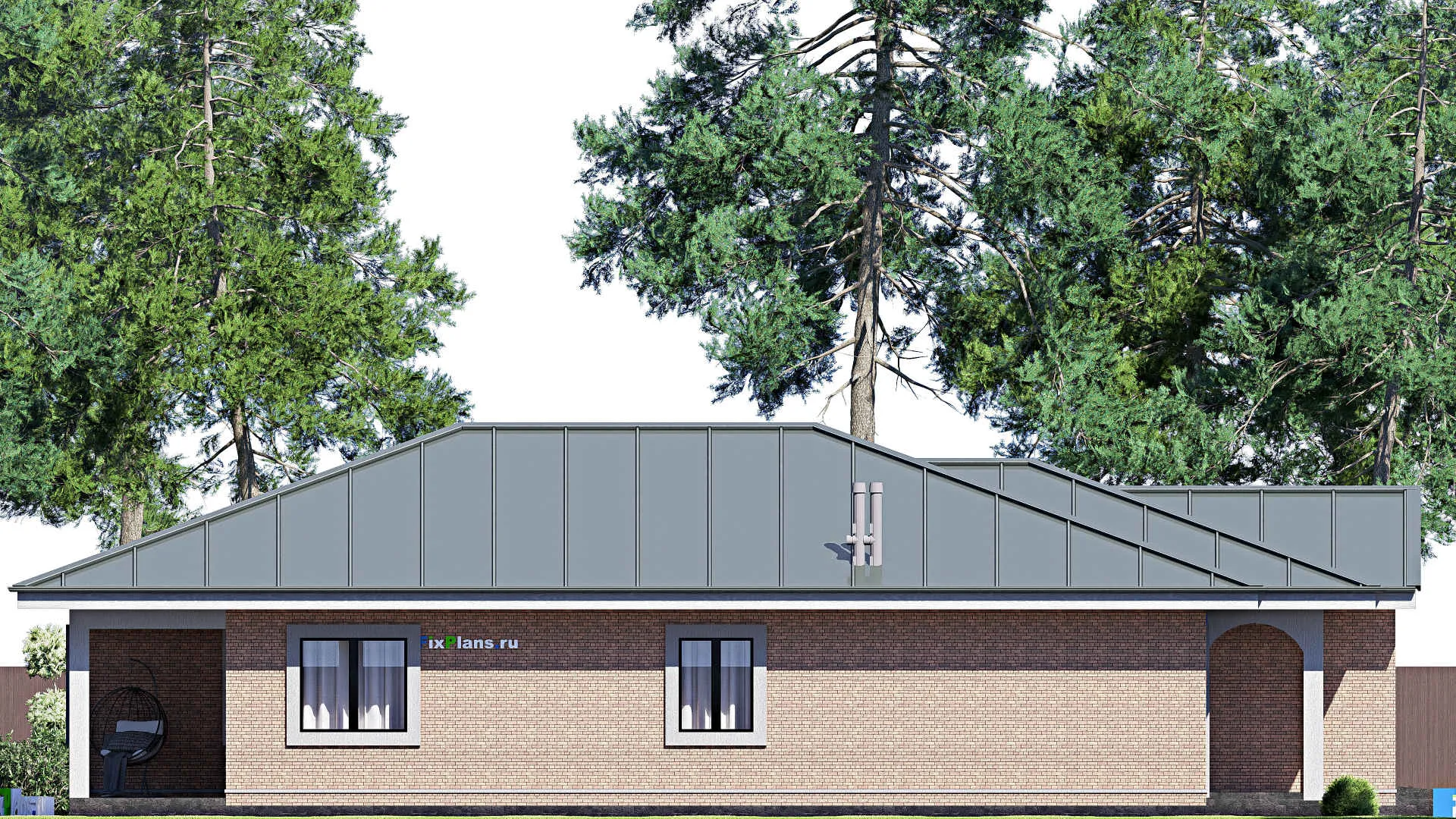 F-20213 - Проект одноэтажного дома 12 на 21, площадью 200 м² с террасой, гаражом на 2 машины и 3 спальнями