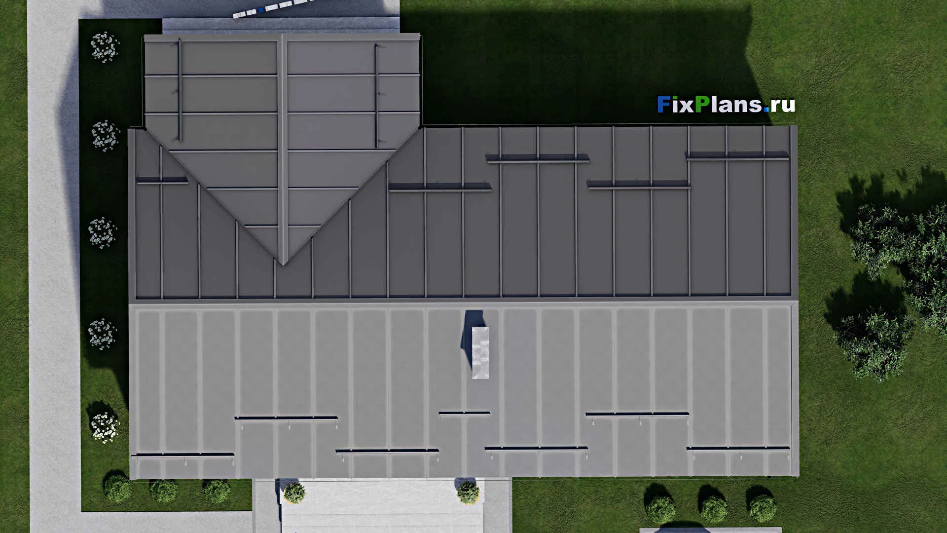 F-1970 - Проект одноэтажного дома 10 на 19, площадью 170 м² с террасой и 4 спальнями