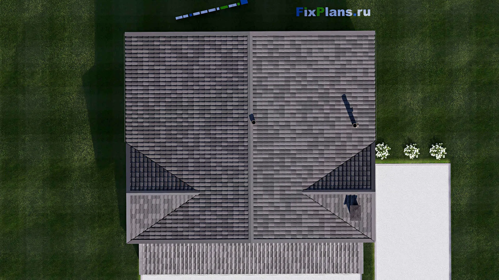 F-19862 - Проект дома с мансардой 12 на 12, площадью 200 м² с террасой и 6 спальнями