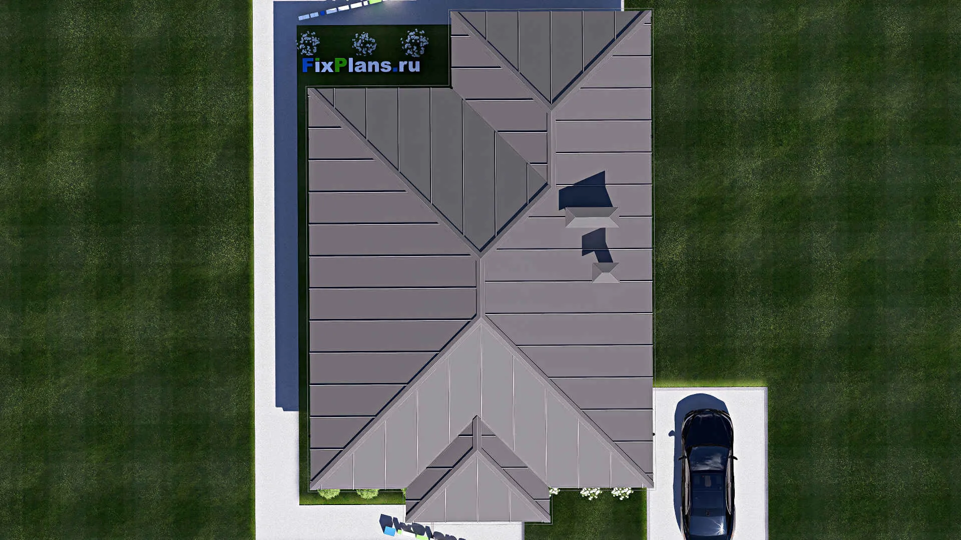 F-17999 - Проект одноэтажного дома 10 на 16, площадью 120 м² с террасой и 3 спальнями