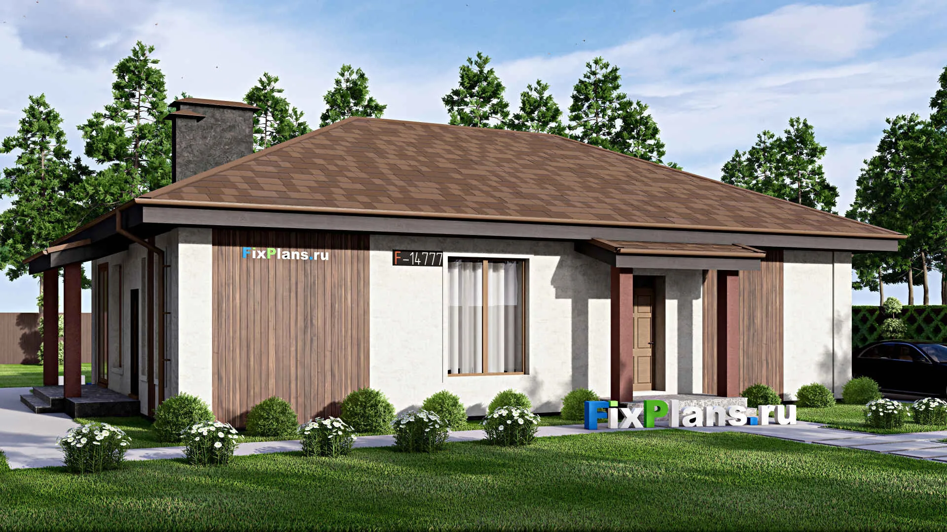 F-14777 - Проект одноэтажного дома 13 на 17, площадью 140 м² с 3 спальнями