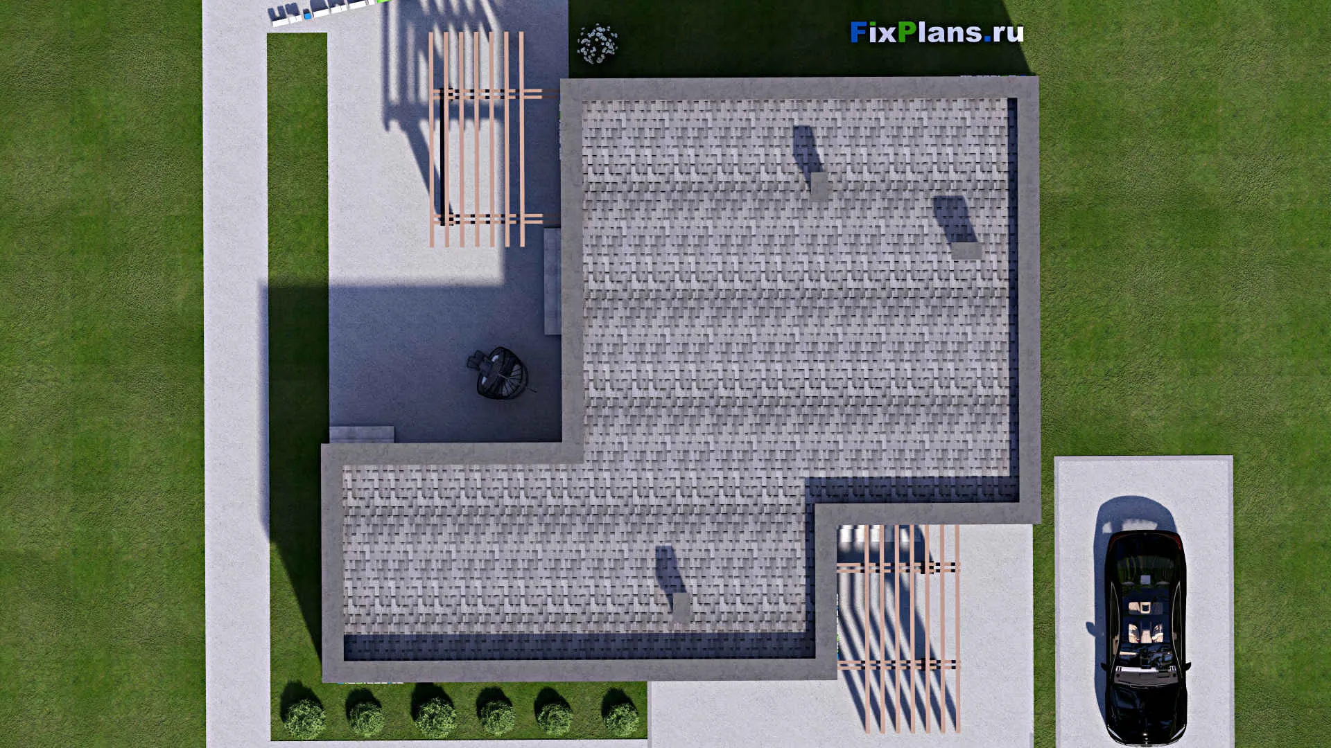 F-13121 - Проект одноэтажного дома 17 на 17, площадью 140 м² с 3 спальнями