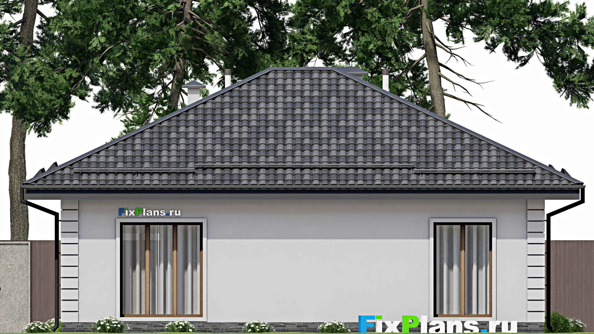 F-8756 - Проект одноэтажного дома 12 на 12, площадью 100 м² с 2 спальнями