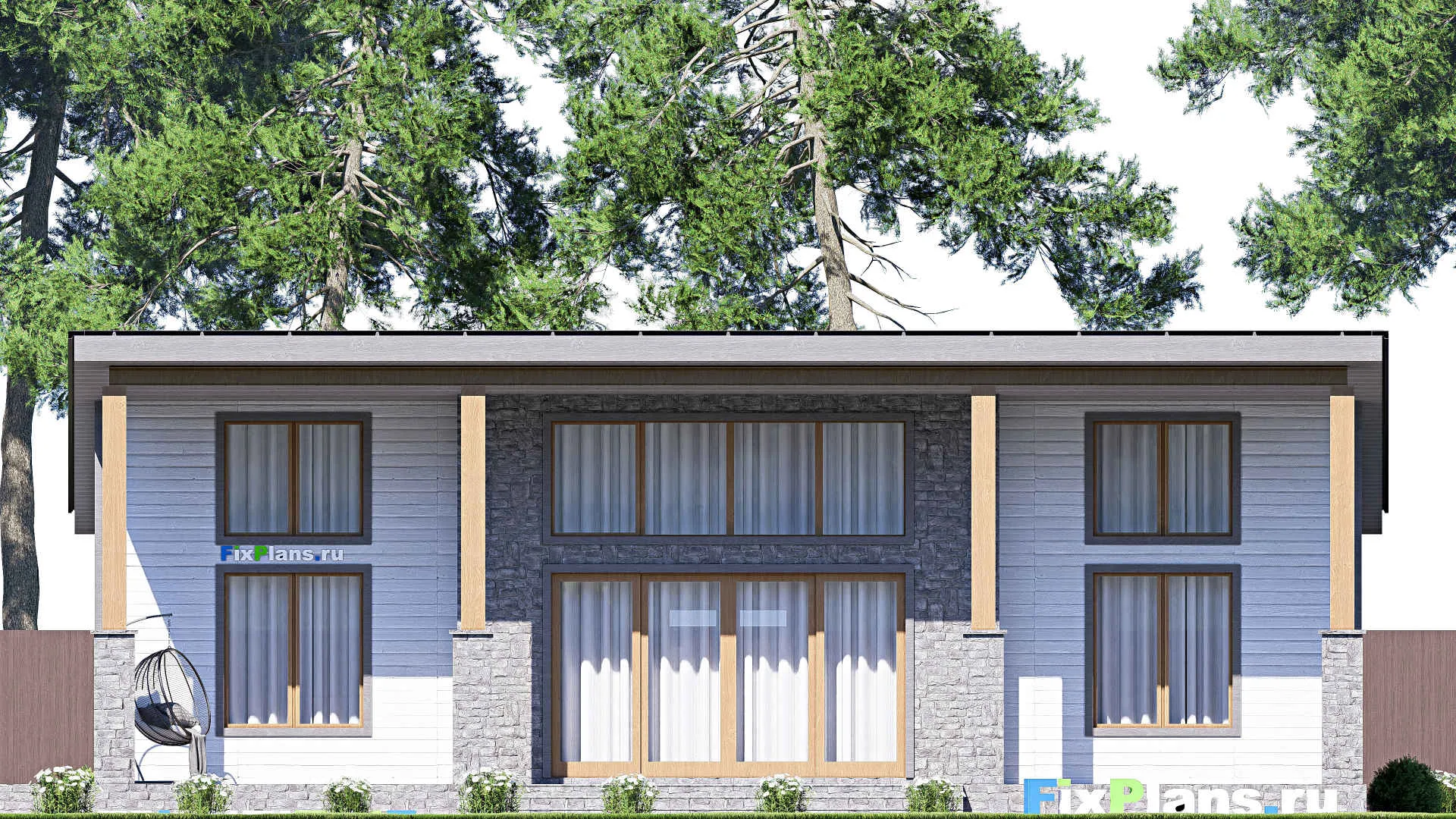 F-17180 - Проект одноэтажного дома 16 на 18, площадью 230 м² с террасой и 3 спальнями