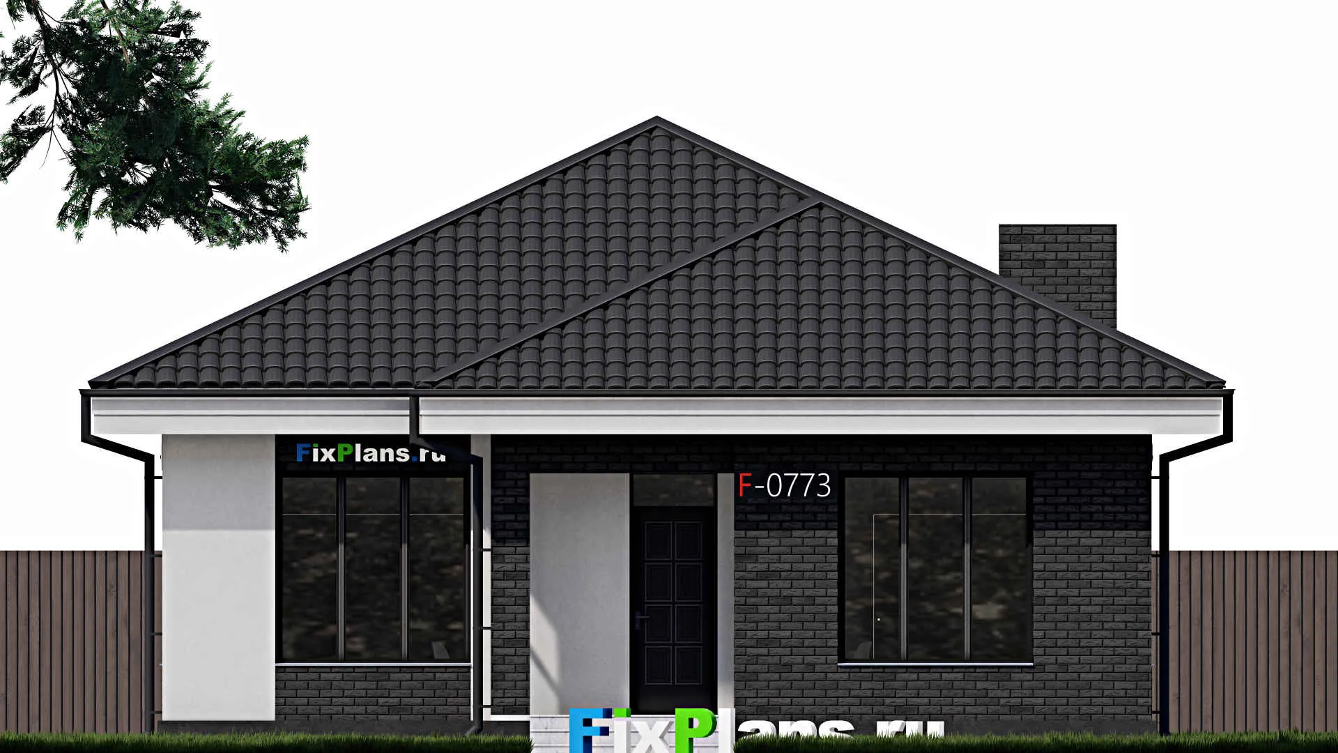 F-0773 - Проект одноэтажного дома 11 на 14, площадью 110 м² с 3 спальнями