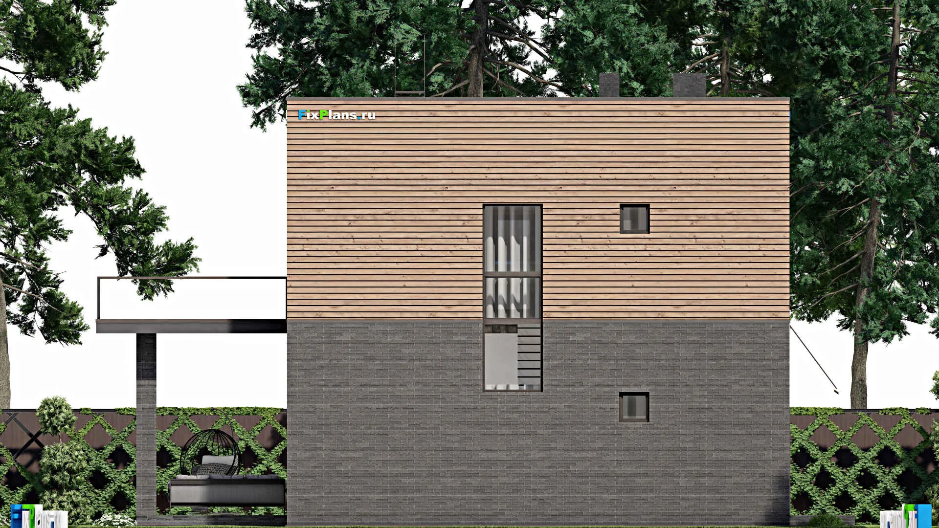 F-5120 - Проект двухэтажного дома 10 на 10, площадью 240 м² с террасой и 4 спальнями