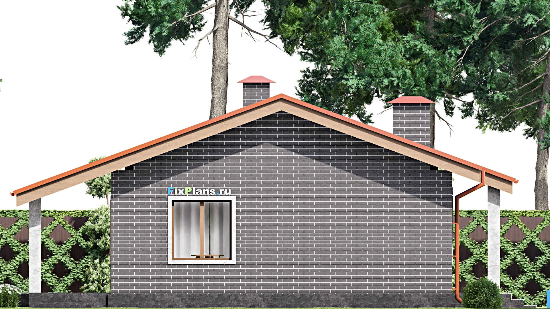 F-14165 - Проект одноэтажного дома 12 на 12, площадью 100 м² с террасой и 2 спальнями