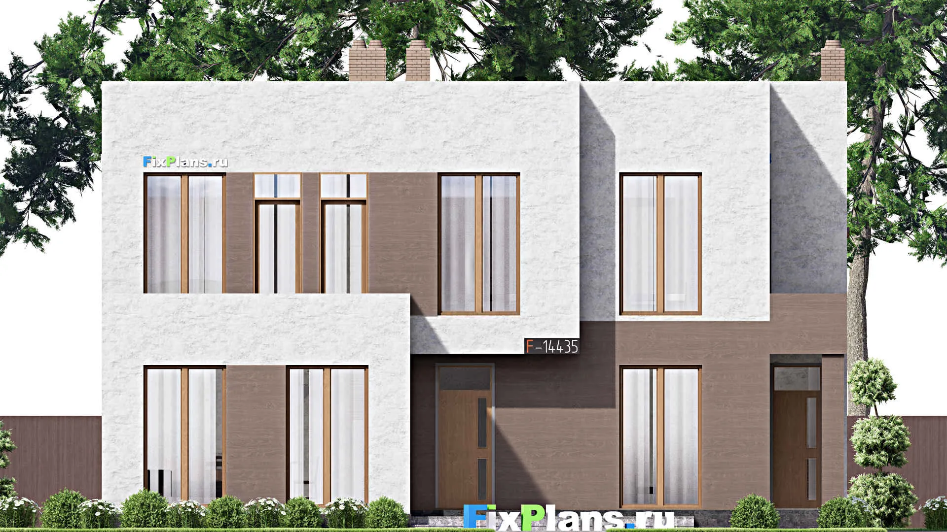 F-14435 - Проект двухэтажного дома 10 на 14, площадью 190 м² с террасой, балконом и 4 спальнями