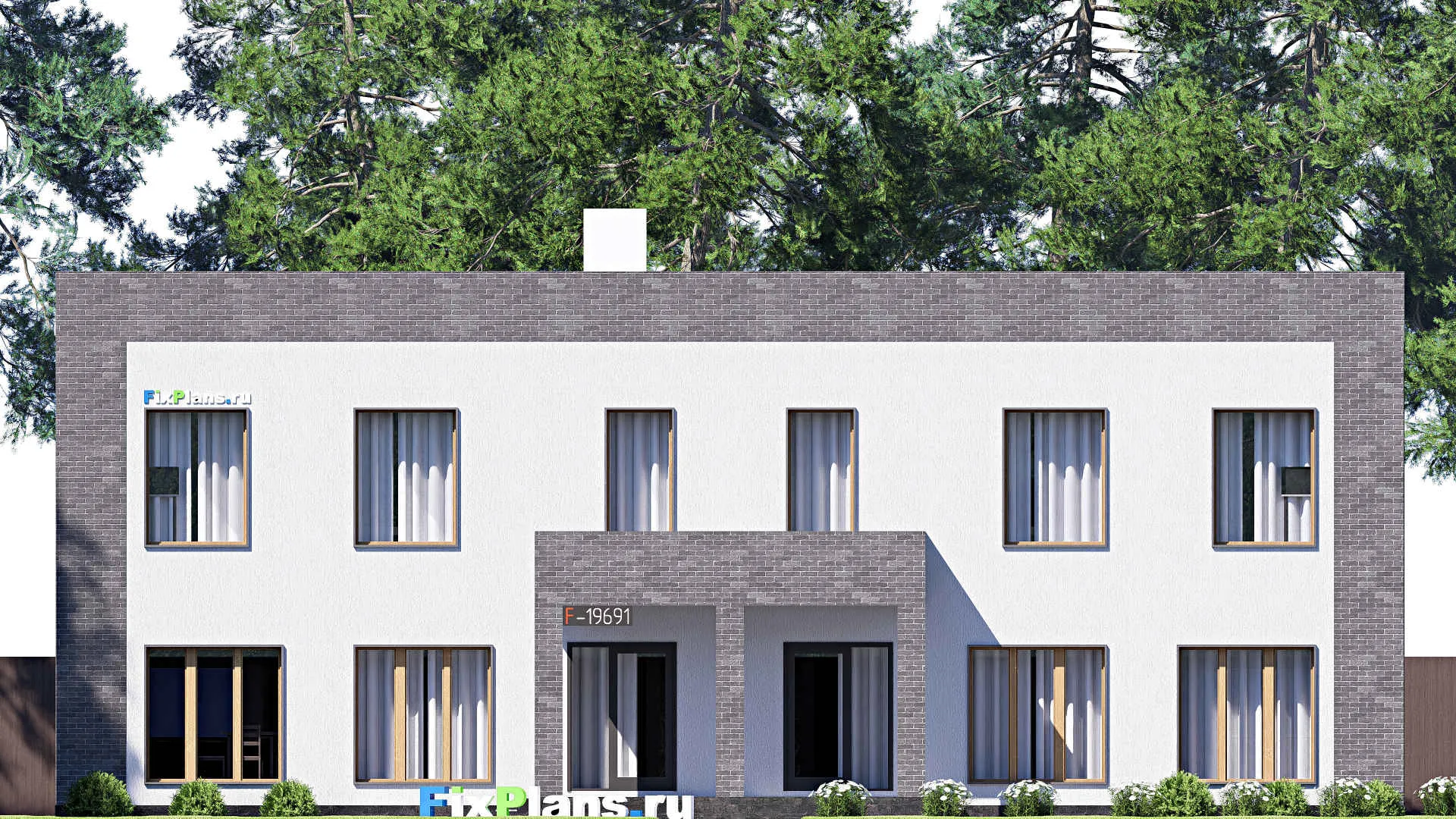 F-19691 - Проект двухэтажного дома 12 на 20, площадью 310 м² с баней, бассейном и 4 спальнями