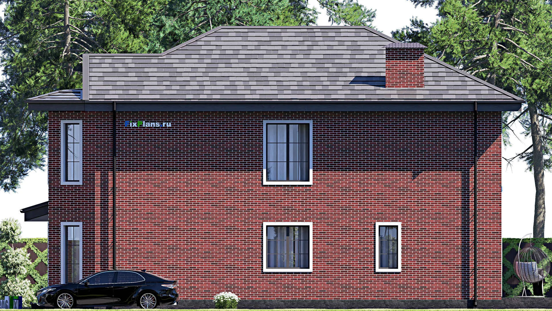 F-17990 - Планы двухэтажного дома 9 на 18, площадью 220 м² с террасой, балконом и 4 спальнями