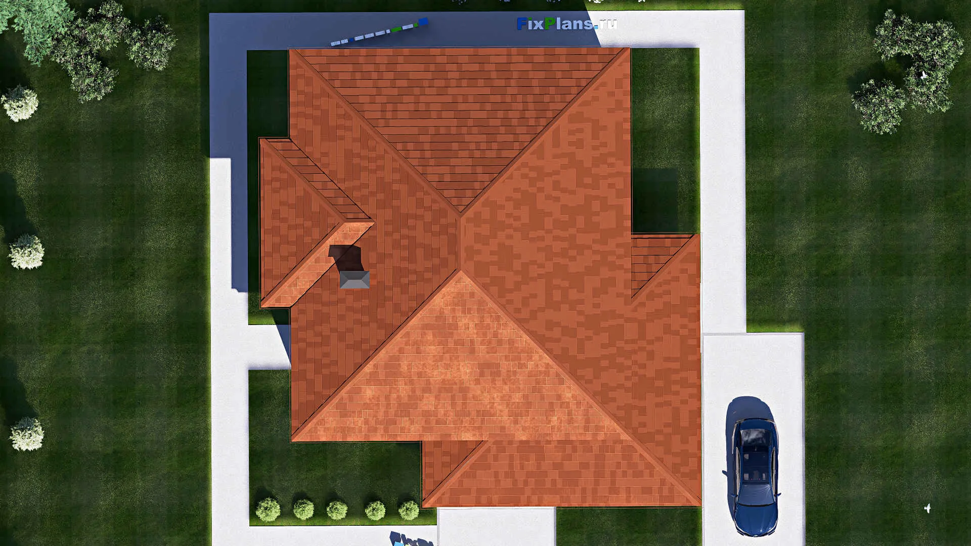 F-19151 - Проект двухэтажного дома 17 на 18, площадью 330 м² с террасой, балконом и 5 спальнями