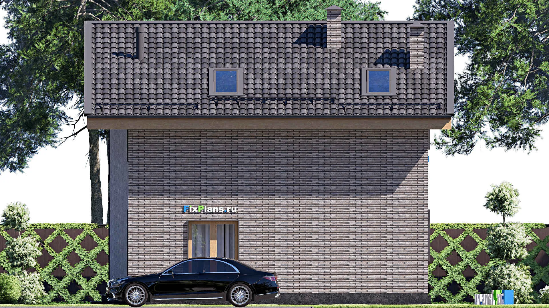 F-20834 - Проект дома с мансардой 10 на 13, площадью 160 м² с террасой и 4 спальнями