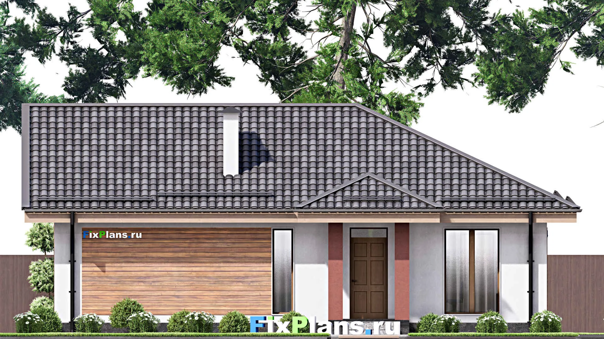 F-12590 - Проект одноэтажного дома 12 на 13, площадью 110 м² с 3 спальнями