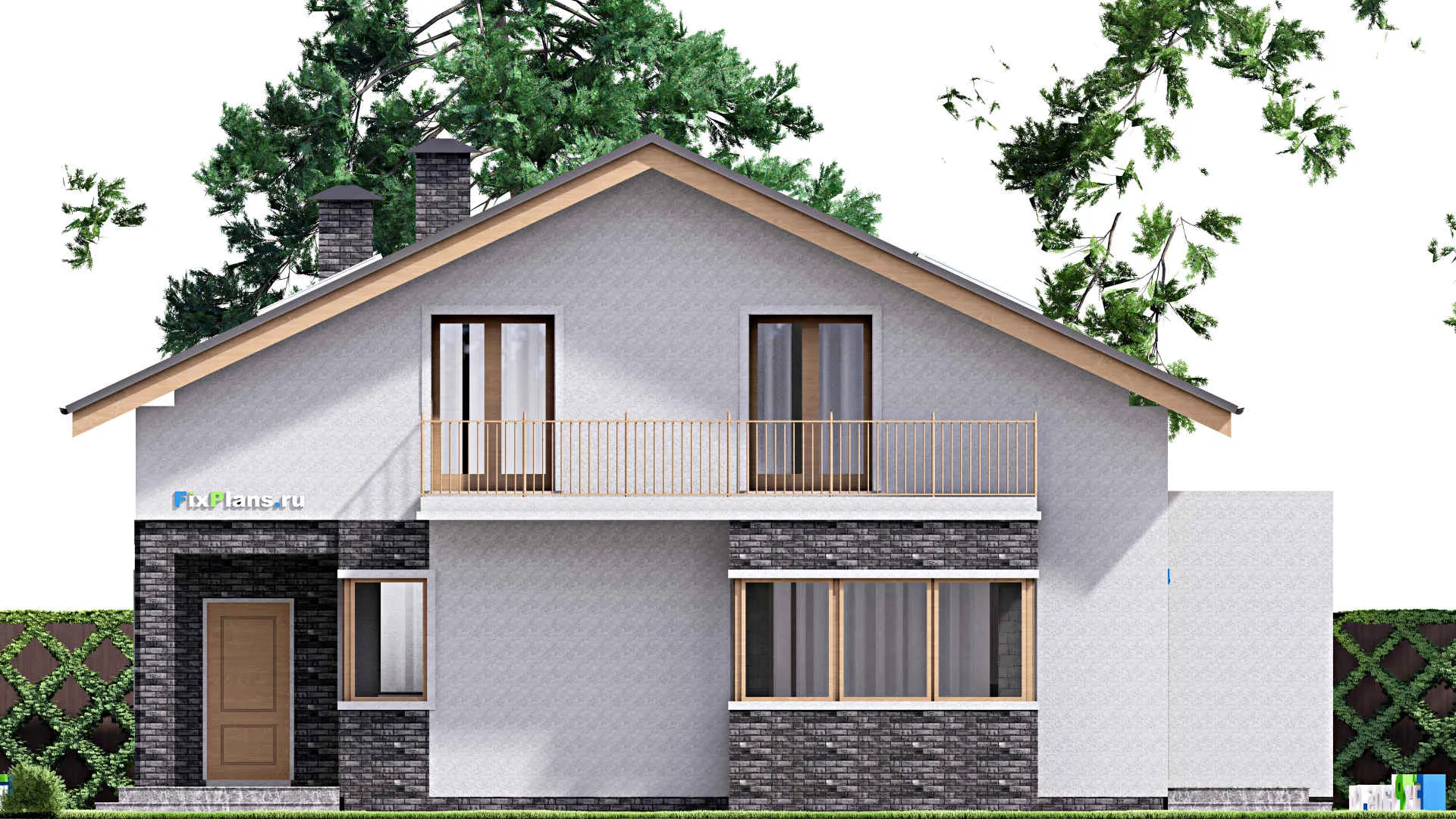 F-15992 - Проект дома с мансардой 15 на 16, площадью 290 м² с террасой и 6 спальнями