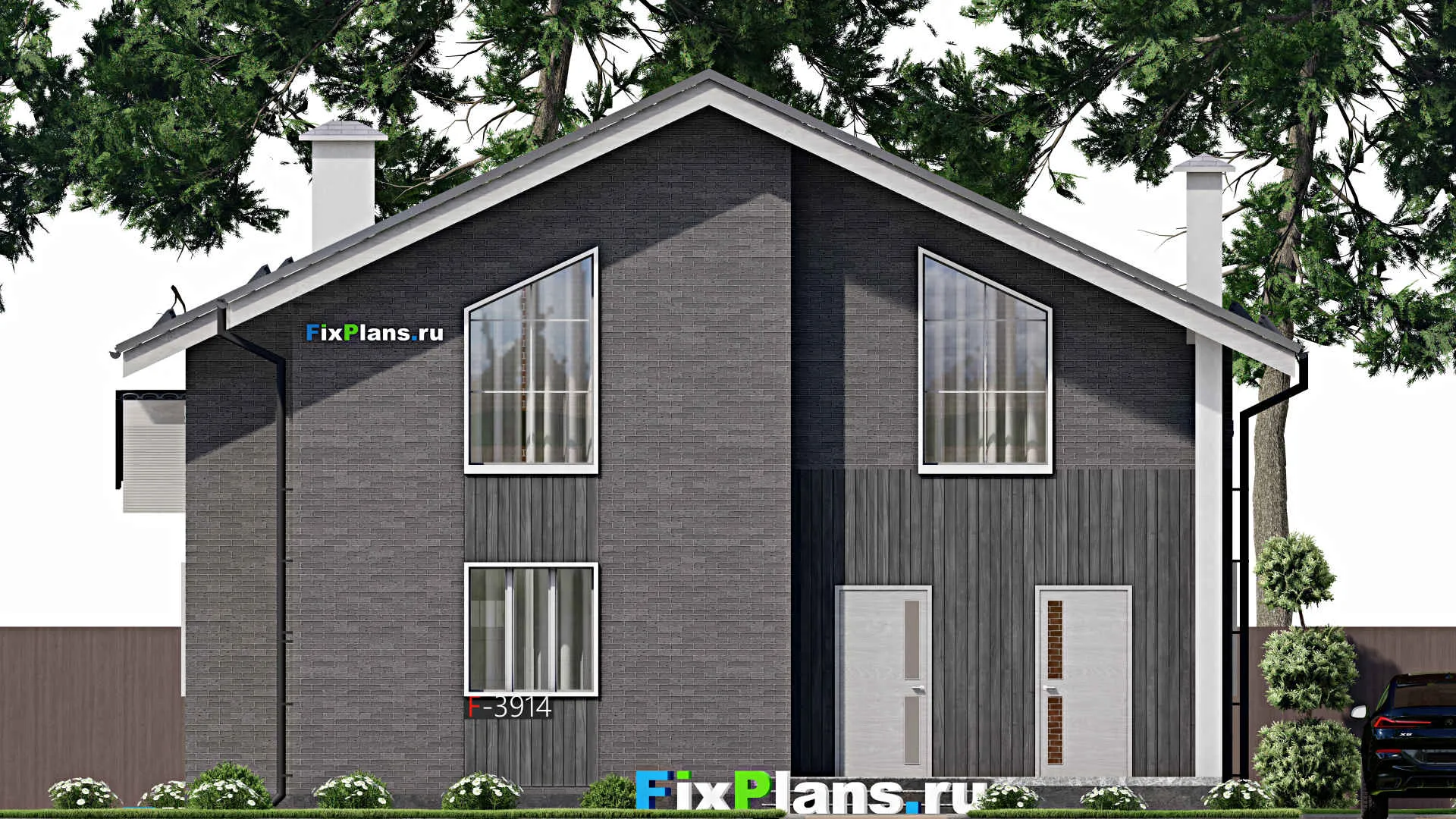 F-3914 - Проект дома с мансардой 10 на 12, площадью 170 м² с террасой и 4 спальнями