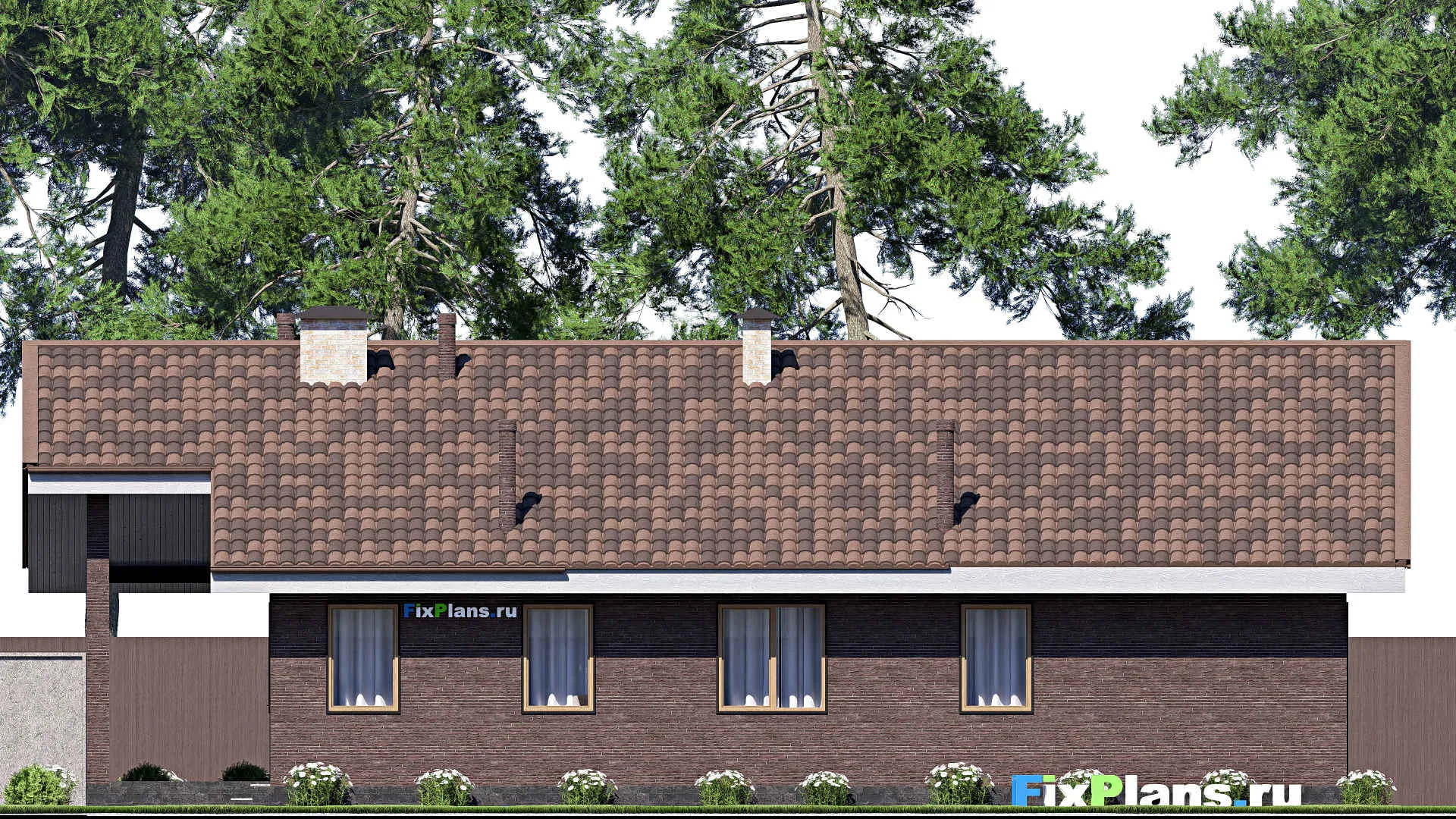 F-18854 - План одноэтажного дома 12 на 18, площадью 160 м² с террасой и 3 спальнями