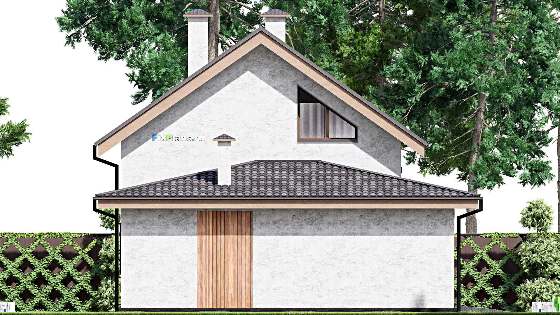 F-12851 - Проект дома с мансардой 10 на 16, площадью 180 м² с гаражом на 1 машину и 4 спальнями