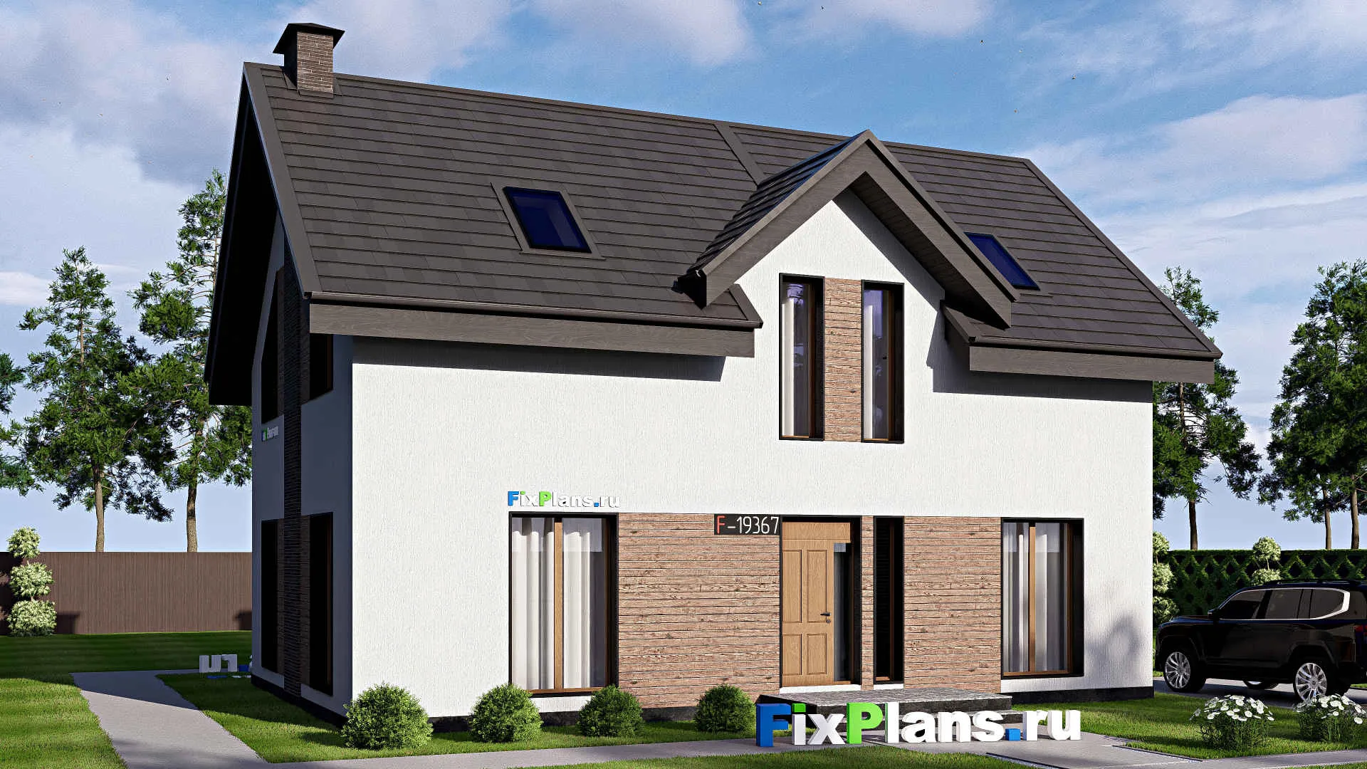 F-19367 - Проект дома с мансардой 10 на 13, площадью 160 м² с 4 спальнями