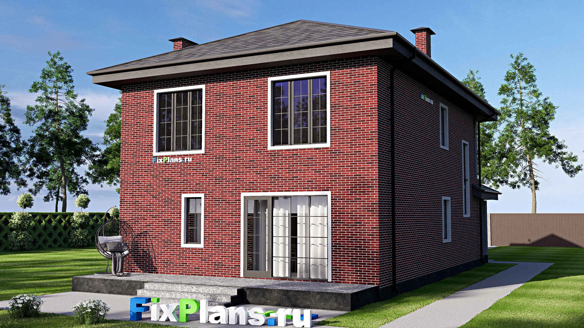 F-17990 - Планы двухэтажного дома 9 на 18, площадью 220 м² с террасой, балконом и 4 спальнями