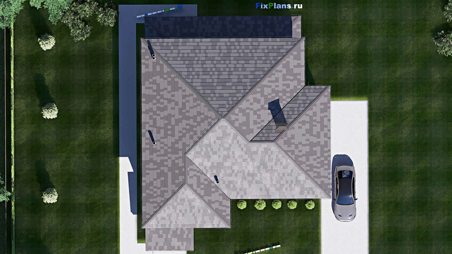 F-19709 - Планы двухэтажного дома 15 на 19, площадью 340 м² с террасой, балконом и 4 спальнями