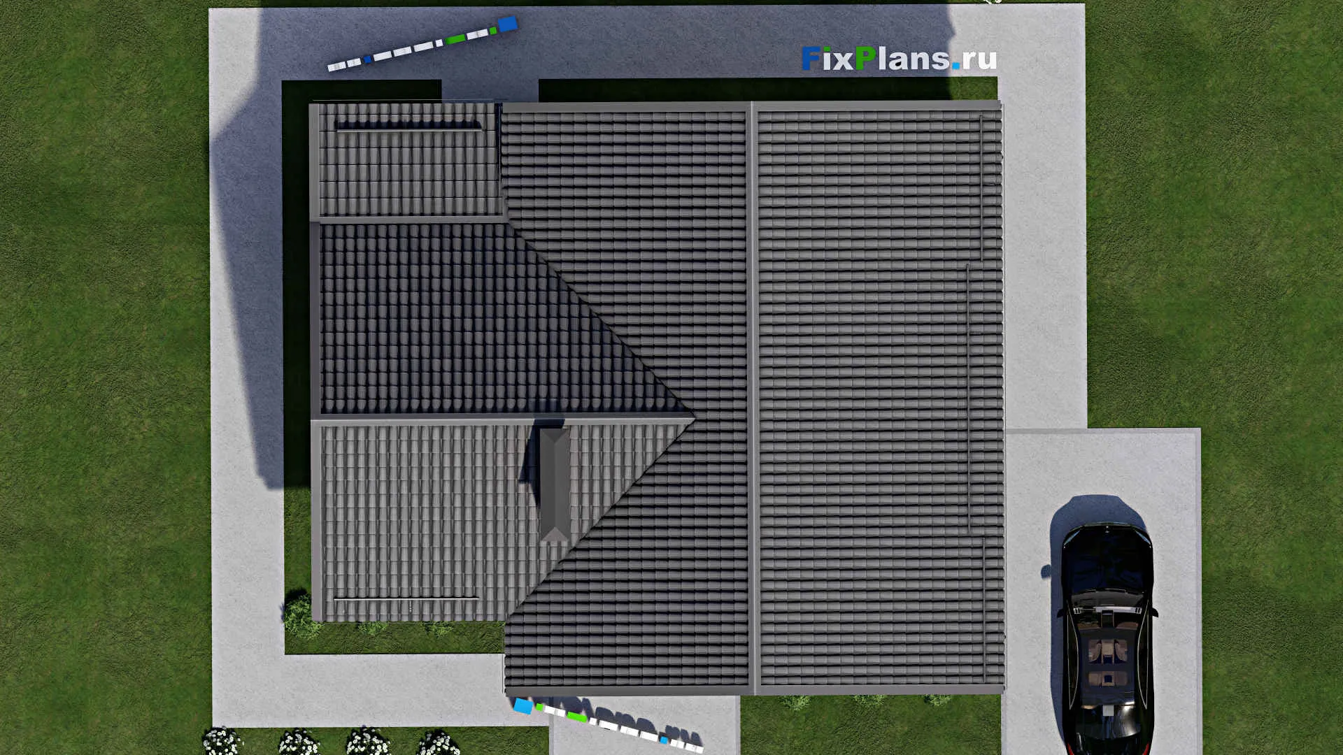 F-6470 - Проект одноэтажного дома 11 на 13, площадью 110 м² с террасой и 3 спальнями