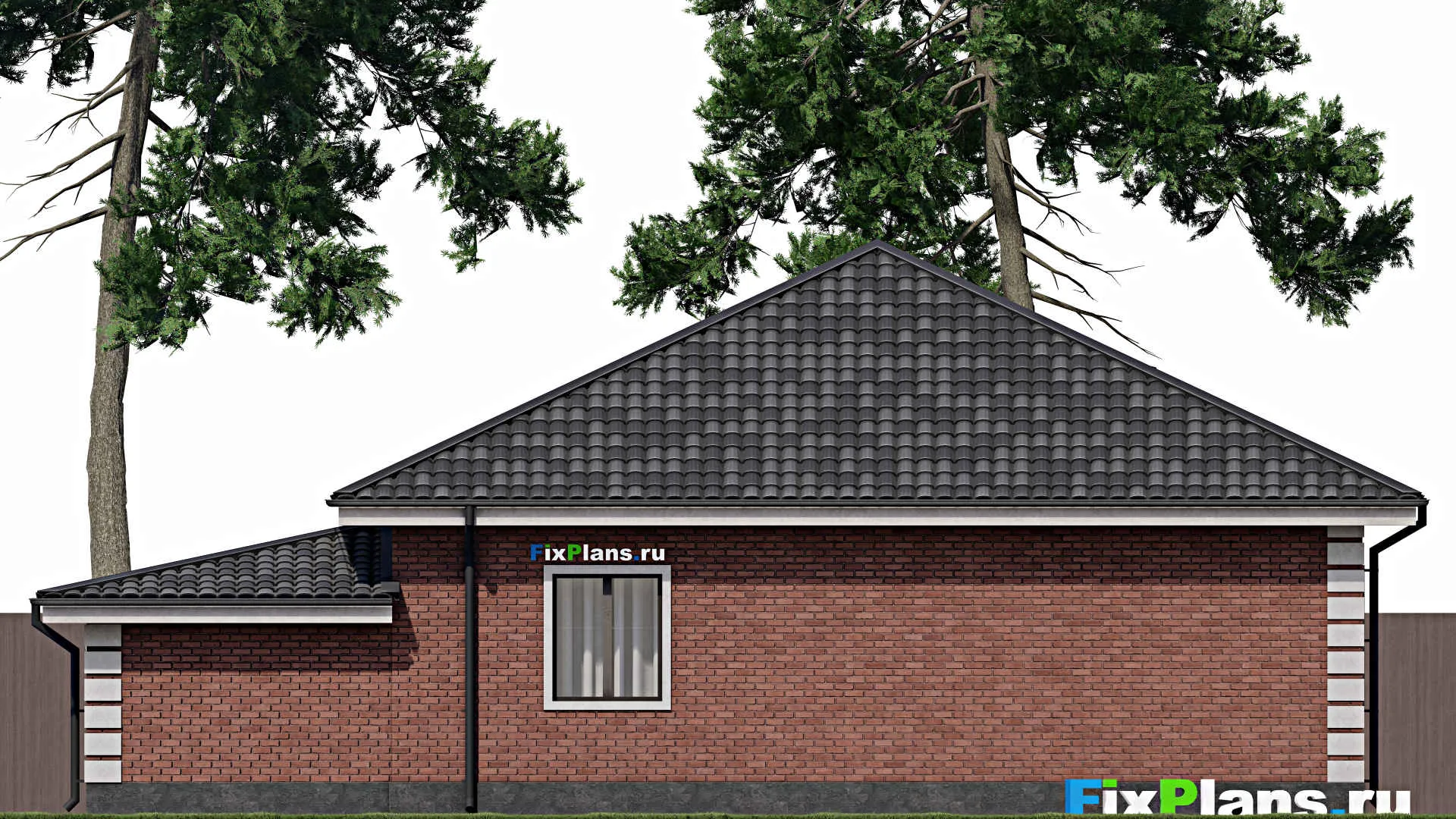 F-1817 - Проект одноэтажного дома 14 на 15, площадью 130 м² с гаражом на 1 машину и 3 спальнями