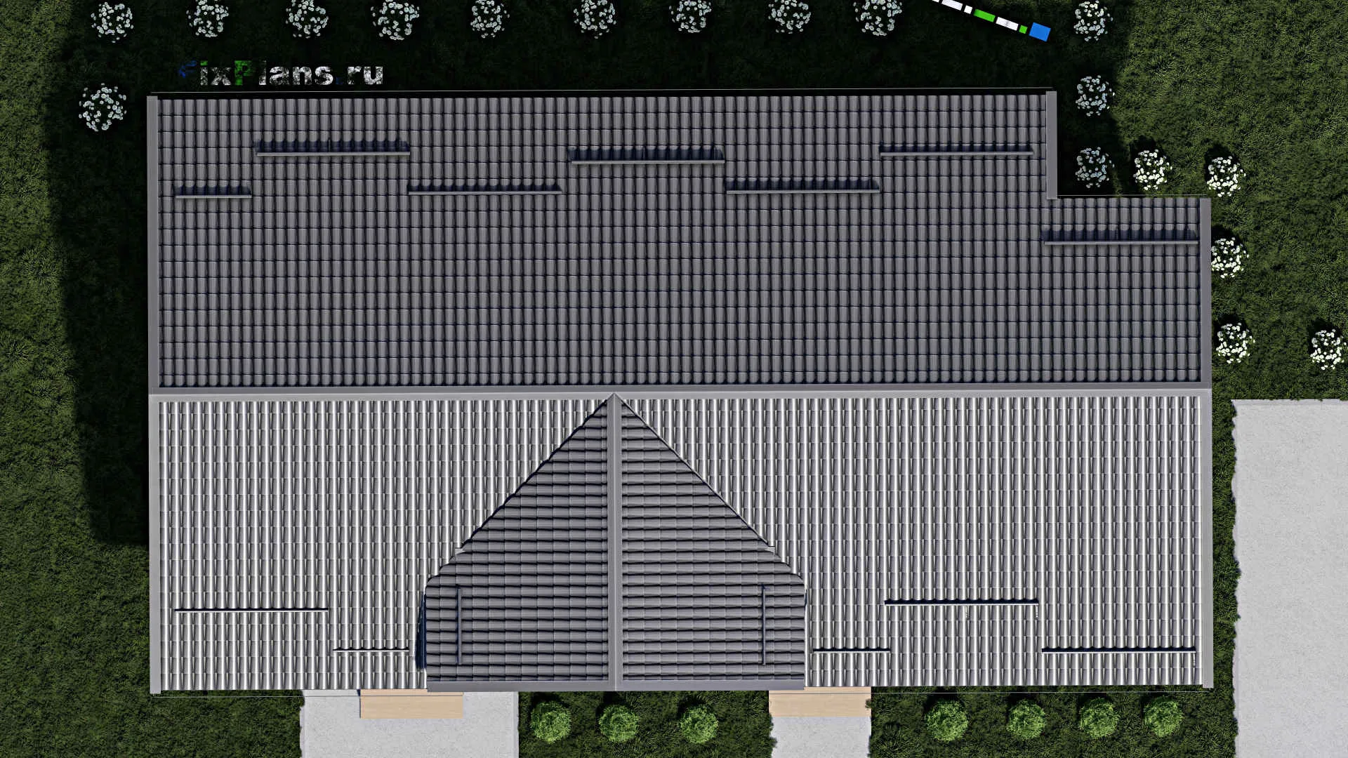 F-2069 - Проект одноэтажного дома 11 на 17, площадью 150 м² с террасой и 3 спальнями