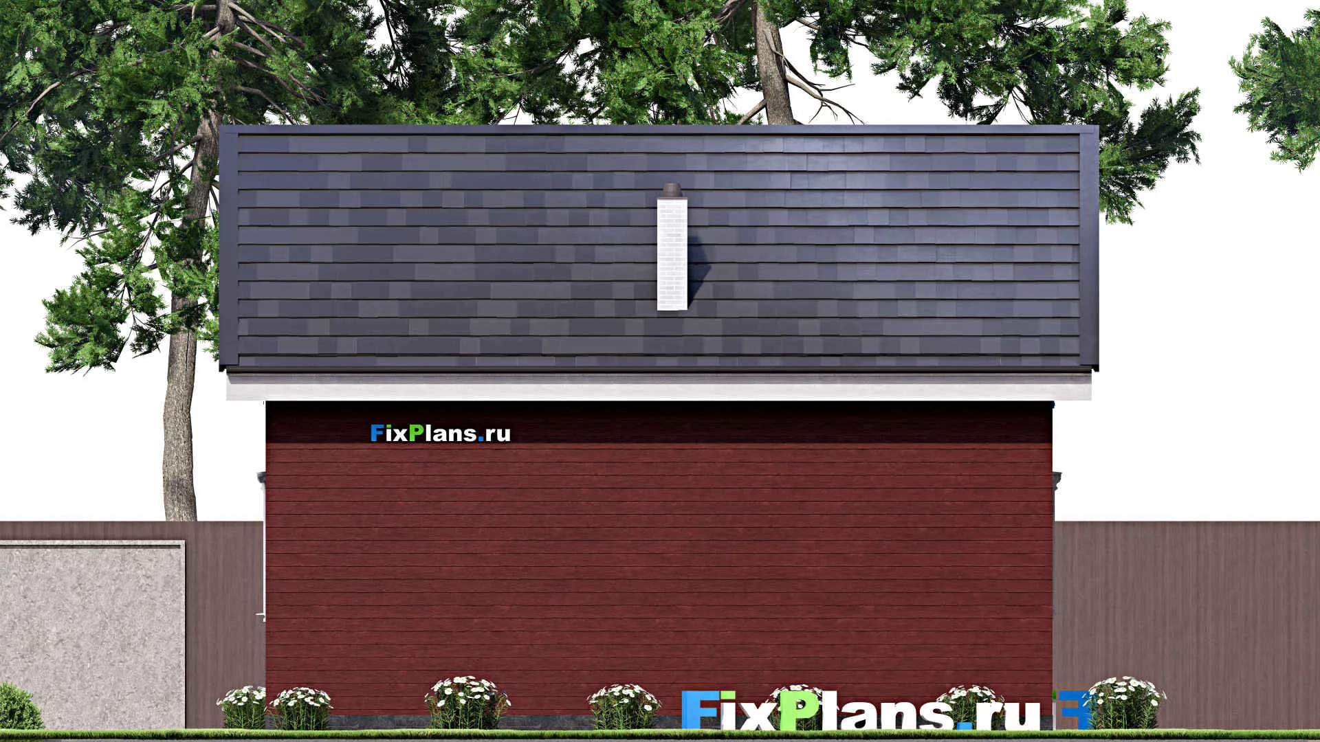 F-15569 - Проект бани 7 на 9, площадью 60 м² с комнатой отдыха, терассой, мансардой, санузлом и спальней