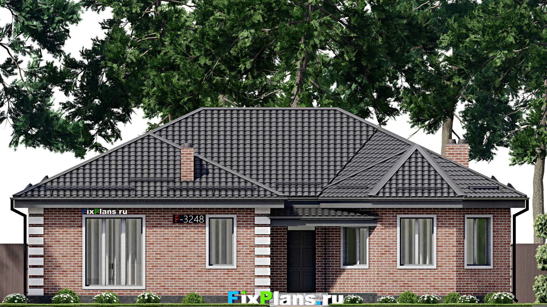 F-3248 - Проект одноэтажного дома 14 на 17, площадью 170 м² с 3 спальнями